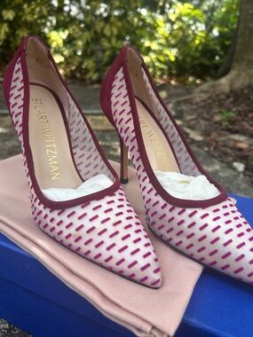 Stuart Weitzman Pink Patterned Pointed-Toe Heels- ***worn for 2 hours